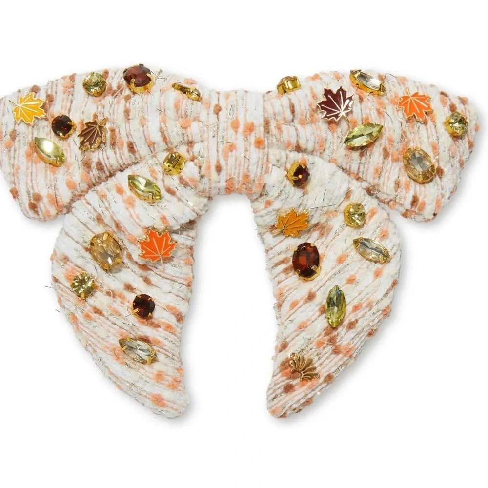 LELE SADOUGHI AUTUMN BOUCLE FALLING LEAVES CRYSTAL BOW BARRETTE
